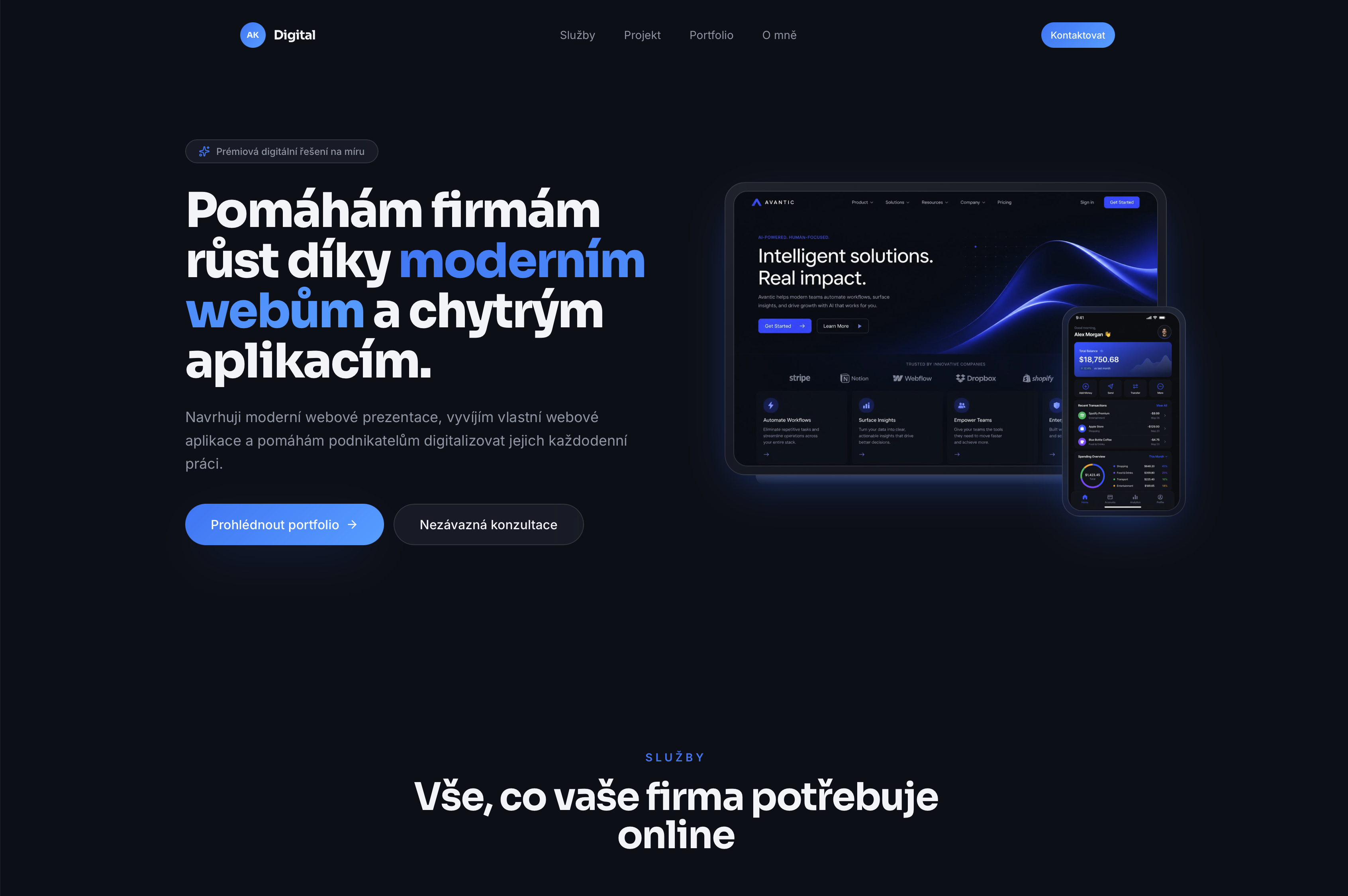 Web AK Digital — původní verze