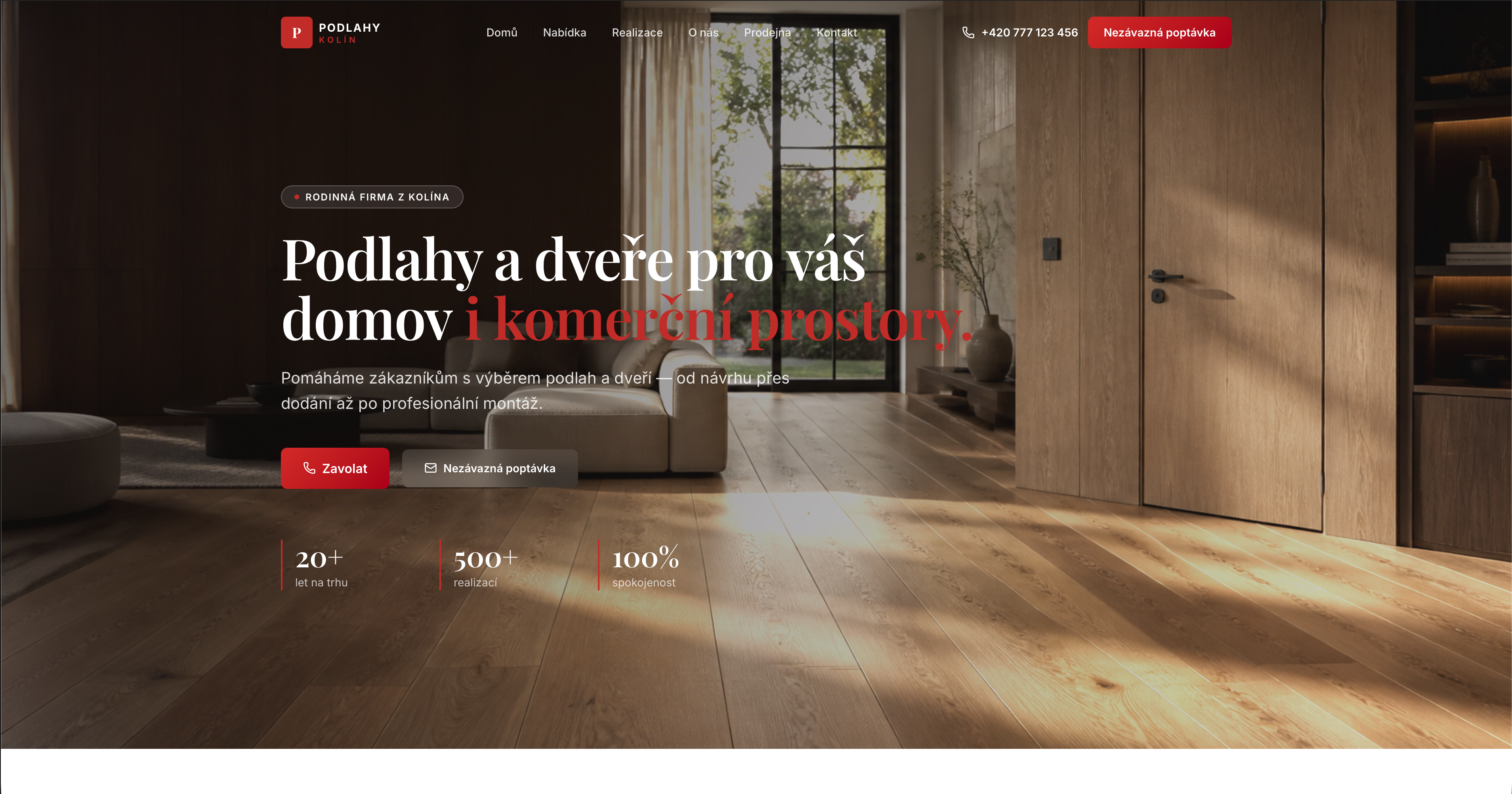 Úvodní stránka webu — prodejna podlah